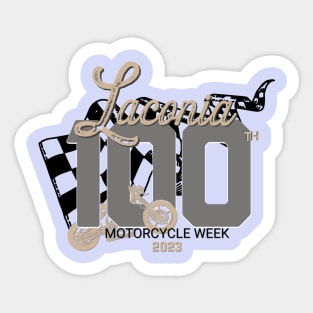 100th Anniversary Laconia Motorcycle Week New Hampshire - finish line black Sticker